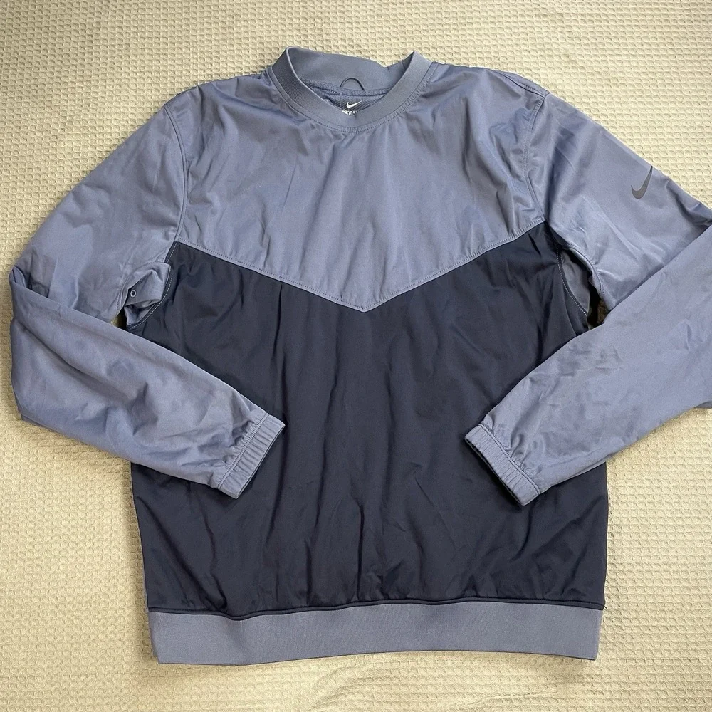 Nike Shield Victory Golf Pullover Medium Mens Standard Fit Blue Color Block